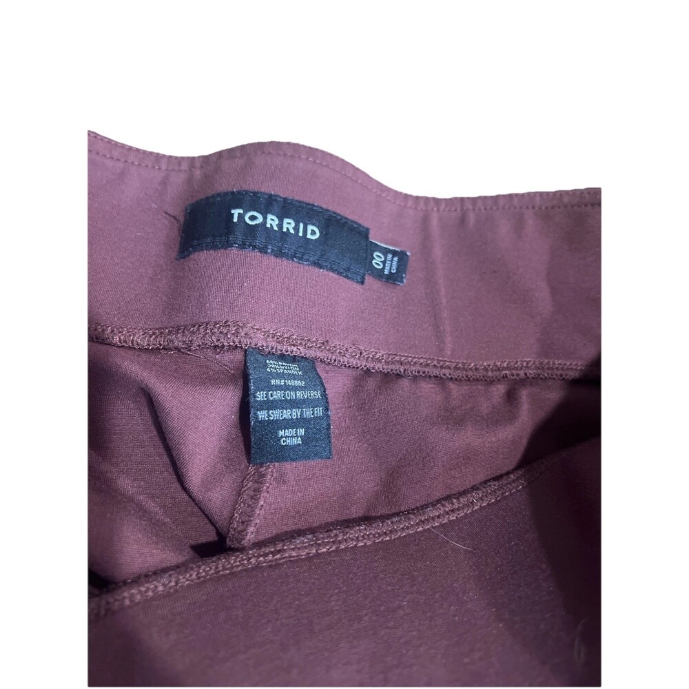 Torrid Burgundy Leggings Wide Band Tummy Control Women’s Size 00 Comfort Style - Picture 3 of 7